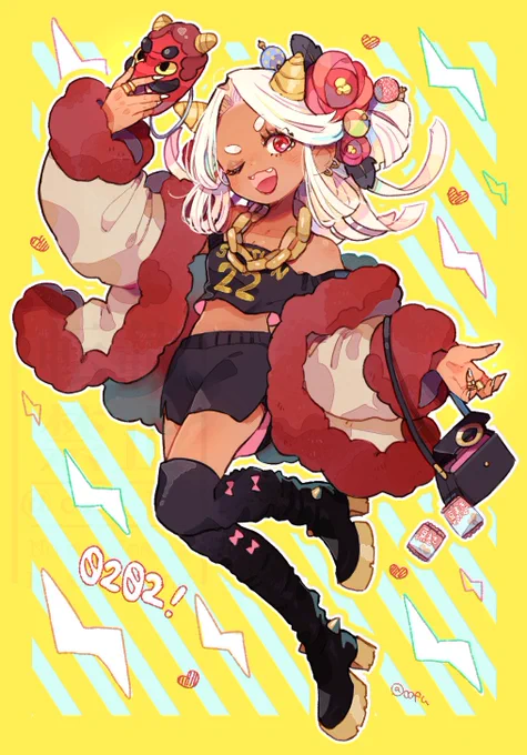 ちなみに鬼ギャルちゃんは去年も描いててキャラデザ可愛くてお気に入りで改めて描きました 