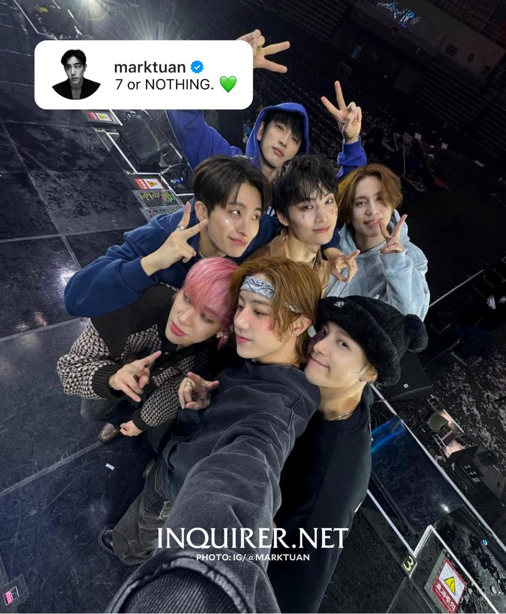 inquirerdotnet's tweet photo. 7 OR NOTHING. 💚

LOOK: Mark Tuan of the globally renowned South Korean supergroup GOT7 (@GOT7Official) reaffirms the "seven or never" mantra as he shares a group photo from their recently concluded three-day concert, "NESTFEST."

The show was the culmination of #GOT7's long-awaited comeback this year, highlighted by the release of its latest mini-album, "Winter Heptagon." #GOT7_NESTFEST | 📸: Mark Tuan/IG via @dnvrdelrosario 

• Read our review of @GOT7's #WINTER_HEPTAGON here: https://t.co/WcDPdFebuM