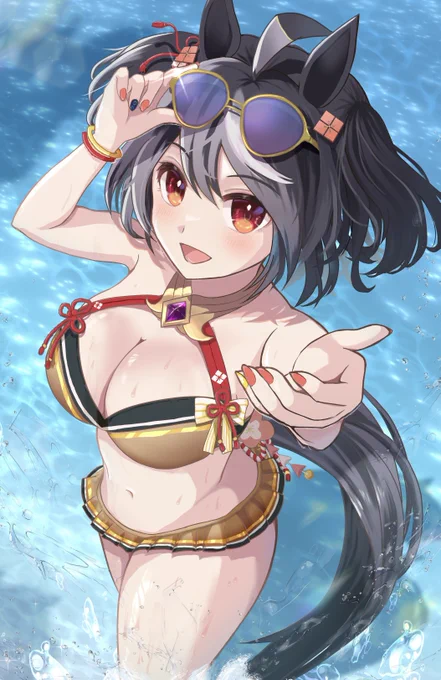 すっごく海綺麗ですよ!トレーナーさん! #ツーサイドアップの日