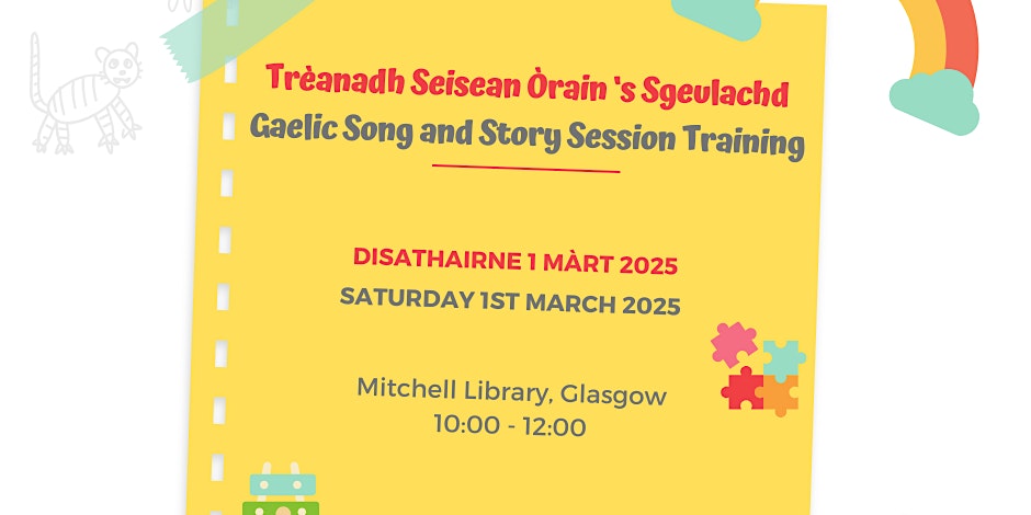 Bòrd na Gàidhlig (@bordnagaidhlig) on Twitter photo 📢Ceann-là ùr‼️
Tha sinn air ceann-là ùr a lorg airson an seisean trèanaidh ann an Glaschu airson taic a thoirt dhuibh gus seiseanan òran is sgeulachd tràth-ìrean.
Clàradh gu h-iìseal📲👇
bit.ly/Trèanadh--Seis…
#Gàidhlig #Gaelic #SeachdainNaGàidhlig
<a href="/CnPNaiseanta/">Comann Nam Pàrant</a> 📢Ceann-là ùr‼️
Tha sinn air ceann-là ùr a lorg airson an seisean trèanaidh ann an Glaschu airson taic a thoirt dhuibh gus seiseanan òran is sgeulachd tràth-ìrean.
Clàradh gu h-iìseal📲👇
bit.ly/Trèanadh--Seis…
#Gàidhlig #Gaelic #SeachdainNaGàidhlig
<a href="/CnPNaiseanta/">Comann Nam Pàrant</a>