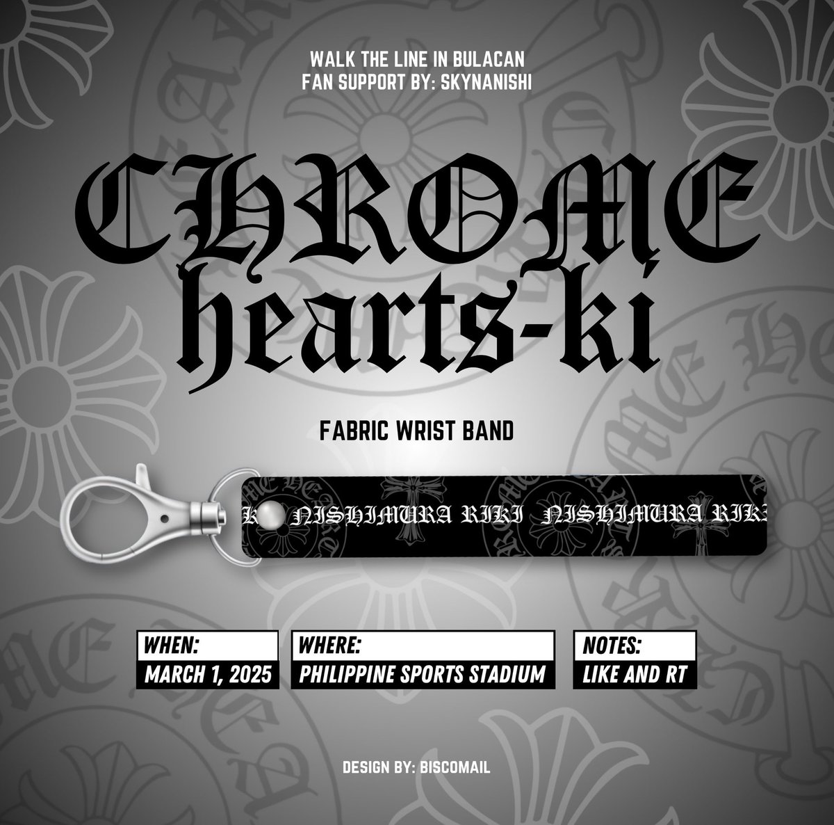 CHROME HEARTS-KI 🖤🩶

— fan support by: @skynanishi 

• like &amp; rt 
• strictly 1:1 ratio 
• limited quantity 
• on the spot trade 

~ time tba
~ see u on march 1 

#WALKTHELINE_IN_BULACAN #ENHYPEN_NI_KI