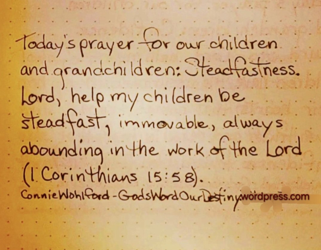 wohlford_connie's tweet photo. Today for our #children and #grandchildren: steadfastness. 

#immovable #notbemoved #GodsWordOurDestiny #Corinthians #steadfast #steadfastness #abound #work #workoftheLord #prayforchildren https://t.co/exXzjjnuoM https://t.co/JcoUZh5a4p