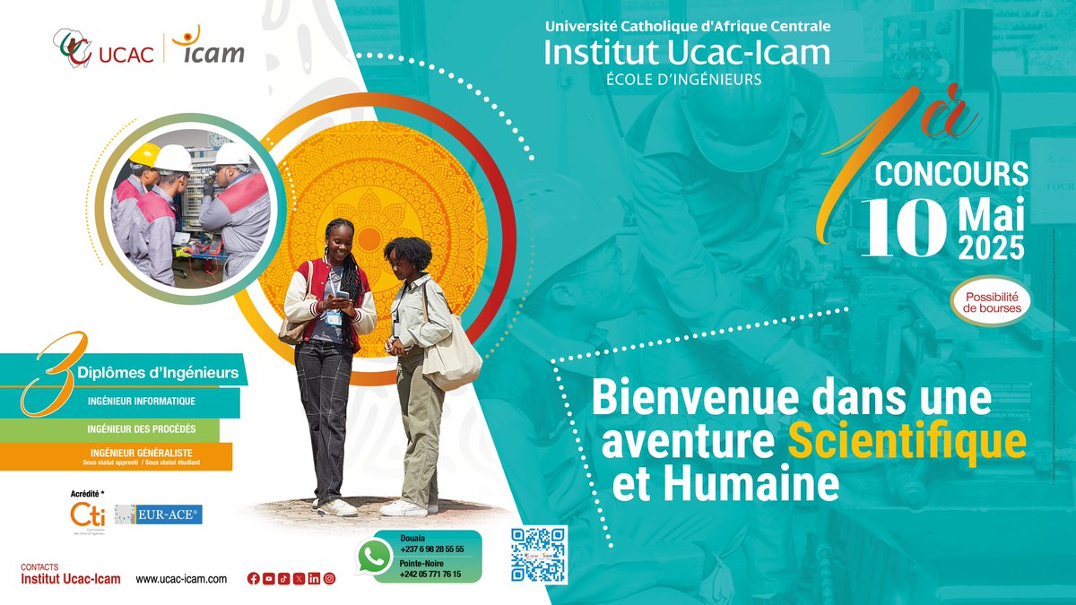 #Concours <a href="/ucac_icam/">ucac_icam</a> : Les inscriptions ont démarré ! Aucun dossier à constituer !!! Tout se passe en ligne RDV sur le site internet ucac-icam.com
#concoursucacicam #deveniringenieur #ingenieuricam