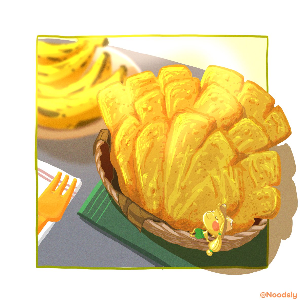 Noodsly just discovered the ultimate snack—pisang goreng! 🍌✨ Crispy, golden, and dangerously delicious—who knew fried bananas could be this life-changing?! Who’s grabbing the next bite? don't forget to save some for Jago! 🐔
#foodart #foodartwork #doodle #sgart #sgartist