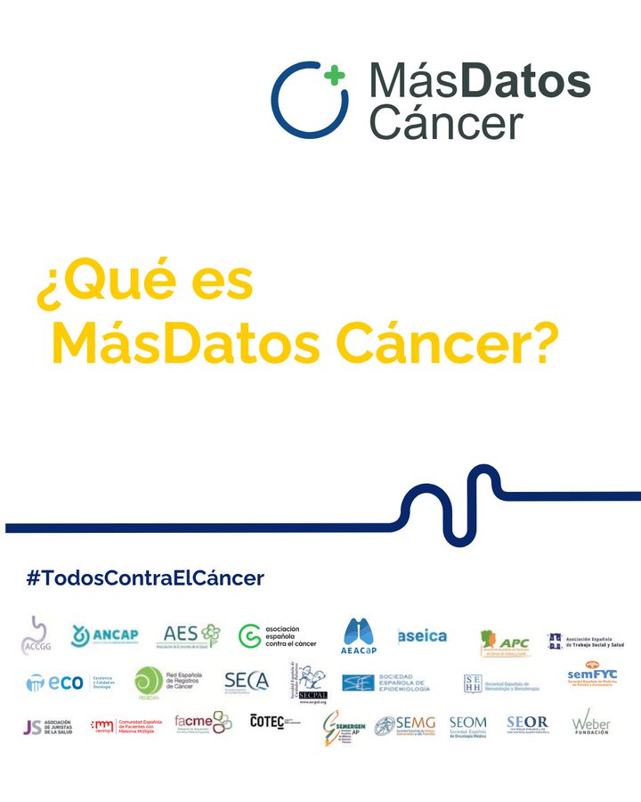 #MásDatosCáncer es una pionera iniciativa en la que nos hemos unido junto a la @Asociación Española Contra el Cáncer <a href="/ContraCancerEs/">Asociación Española Contra el Cáncer</a> y otras 23 entidades que son referentes en el campo, con quienes se ha desarrollado un modelo integrado y global de conocimiento en cáncer.