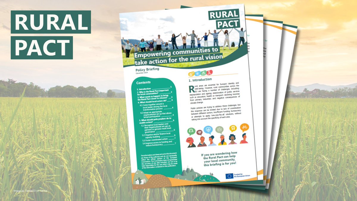 What is the value of the #RuralPact for rural communities?

👉Get rural voices heard in decision-making
👉Improve local capacities through knowledge &amp; skills
👉Mobilise stakeholders to design &amp; implement a strategic vision
… &amp; more

More in our Policy Briefing: