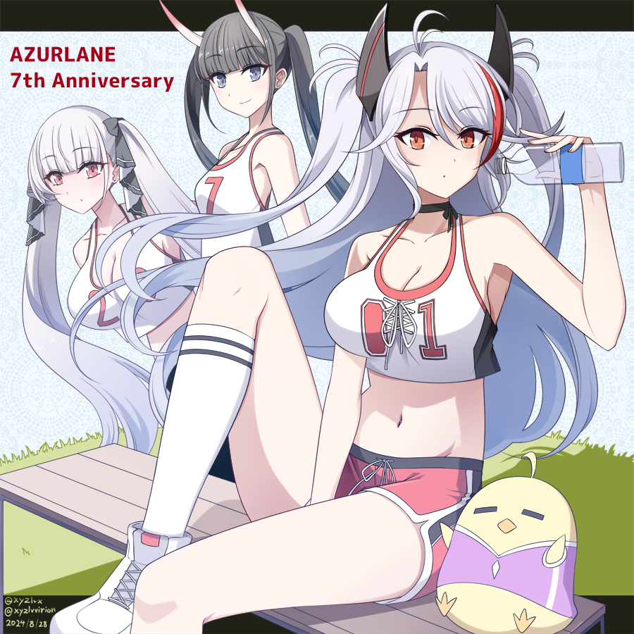 フォーミダブル(アズールレーン) ,饅頭(アズールレーン) ,プリンツ・オイゲン(アズールレーン) 「#ツーサイドアップの日 」|へびつけぇ（4/3新規絵更新・絵仕事&skeb募集中）のイラスト