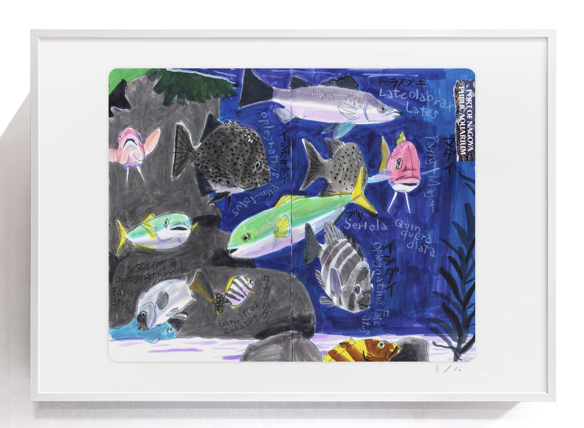 銀座蔦屋書店でのフェアではECサイトでアートプリント作品が購入できるとのことで、ECサイト用の画像を撮影したり作ったり。
こちらはアルミ額装の。 