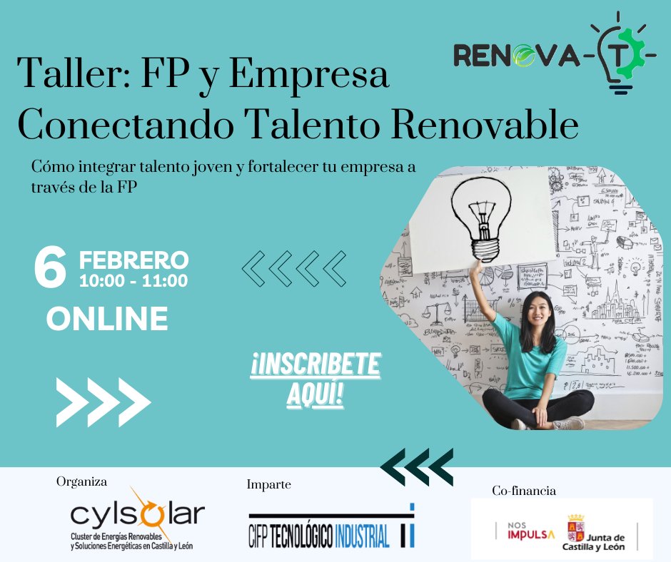 Cylsolar (@cylsolar) on Twitter photo Este jueves 6, tendremos un taller online con el instituto <a href="/cifptecin/">CIFP Tec. Industrial</a>, que nos hablará sobre la incorporación de alumnos en prácticas a las empresas del sector renovable.
¡Apuntaté!
docs.google.com/forms/d/e/1FAI… Este jueves 6, tendremos un taller online con el instituto <a href="/cifptecin/">CIFP Tec. Industrial</a>, que nos hablará sobre la incorporación de alumnos en prácticas a las empresas del sector renovable.
¡Apuntaté!
docs.google.com/forms/d/e/1FAI…