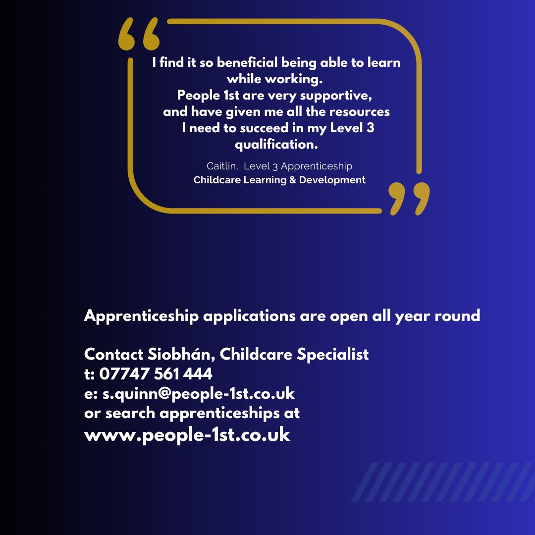 people1stni's tweet photo. 🚀 It’s Apprenticeships Week – Let’s Talk Childcare! 👶

Looking to start or grow your childcare career? Our fully funded Level 2 &amp; 3 Childcare Apprenticeships help you earn while you learn at ANY age! 

👉🏼 https://t.co/A8IJdUWaFp &amp; get started! #ApprenticeshipsWeek #People1stni https://t.co/s0XwDJyxTo