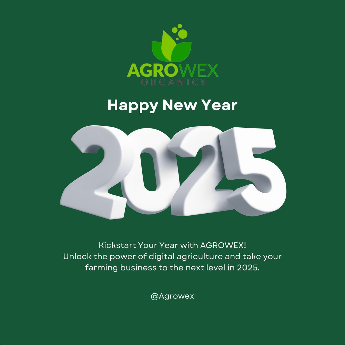 AgrowexI's tweet photo. Welcome to 2025! Exciting updates ahead from @Agrowex! Get ready for our upgraded AI platform, Contract Farming programs, and more. Stay tuned! #Agrowex #FarmingFuture #ContractFaming #D #digitalagriculture #TechInFarming #africanagriculture #sustainablefarming #EmpoweringFarmers https://t.co/Jrokt4tXnK