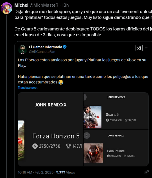 CalladorDeBocas's tweet photo. 🚨PILLADA HISTÓRICA🚨
Nuestro desinformador favorito El Gamer Retrasado @AllConsoleFan ha sido BRUTALMENTE EXPUESTO usando programas para ganar logros, MINTIENDO sobre todos los logros que supuestamente tenía.
tras eso, se vió forzado a ocultar su perfil.
‼️RT PARA DIFUSIÓN‼️ https://t.co/Hzok9x4hw2
