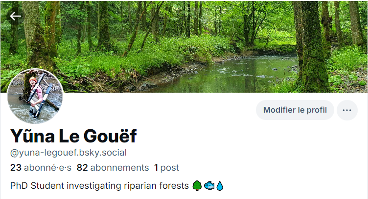 I'm mooving on Bluesky ! 👋 Join me to learn more about riparian forests, their ecology and microclimate! 💧🌳🪻➡️ @yuna-legouef.bsky.social