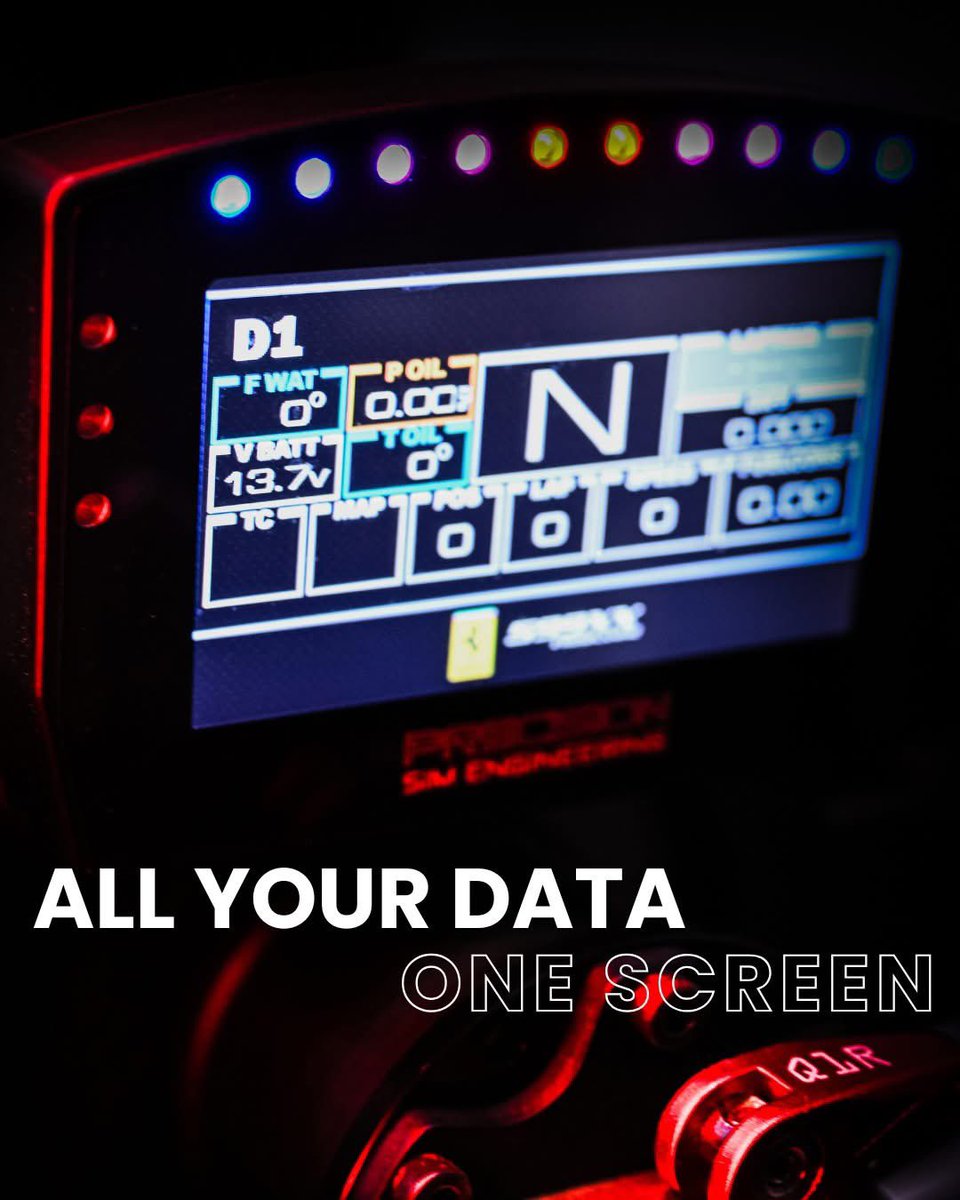 Precision matters. With the Precision Sim Engineering LCD Screen, you get real-time telemetry at a glance—speed, gear shifts, temperatures, battery voltage, and more—all in one place. No more guessing, no more distractions. Just pure focus on your performance.

🔹 Stay in control
