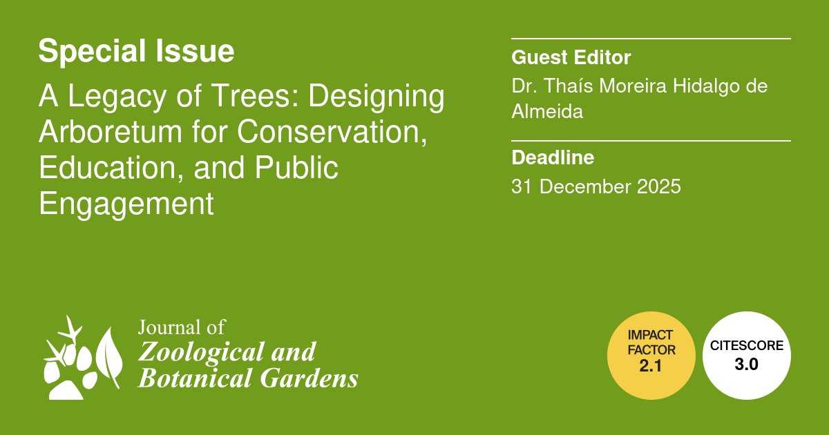 This Special Issue explores the indispensable role of arboreta in addressing contemporary environmental challenges, particularly the preservation of tree species and ecosystems. 
mdpi.com/journal/jzbg/s…