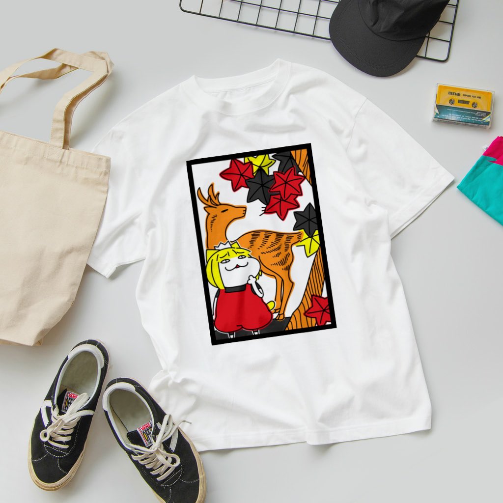 suzuriで本日いっぱいまでTシャツがセール対象（700円引き）です！
#あのネコ #ロドニィ #花札 #鹿に紅葉 #Tシャツ #suzuri #ねこ #猫