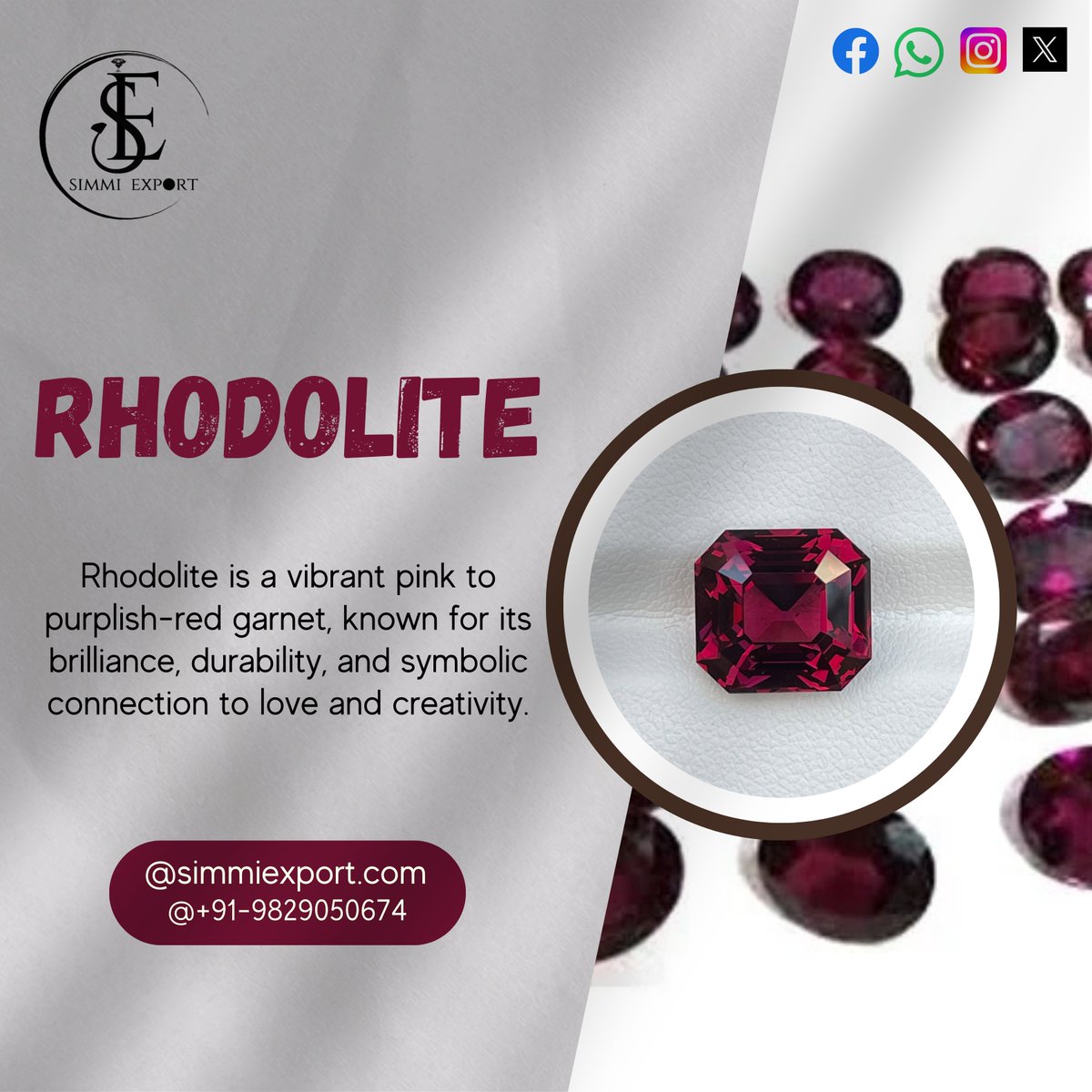 ExportSimmi's tweet image. Rhodolite
.
.
For More Info:
.
.
Contact us: +91-9829050674
.
.
Address: H.NO. 2228, Siwad Modikhana Bakliwal Ki Gali, Kishanpole Bazar, Jaipur
.
.
#RhodoliteGarnet
#PinkGlow
#ElegantGem
#HealingStone
#LoveEnergy