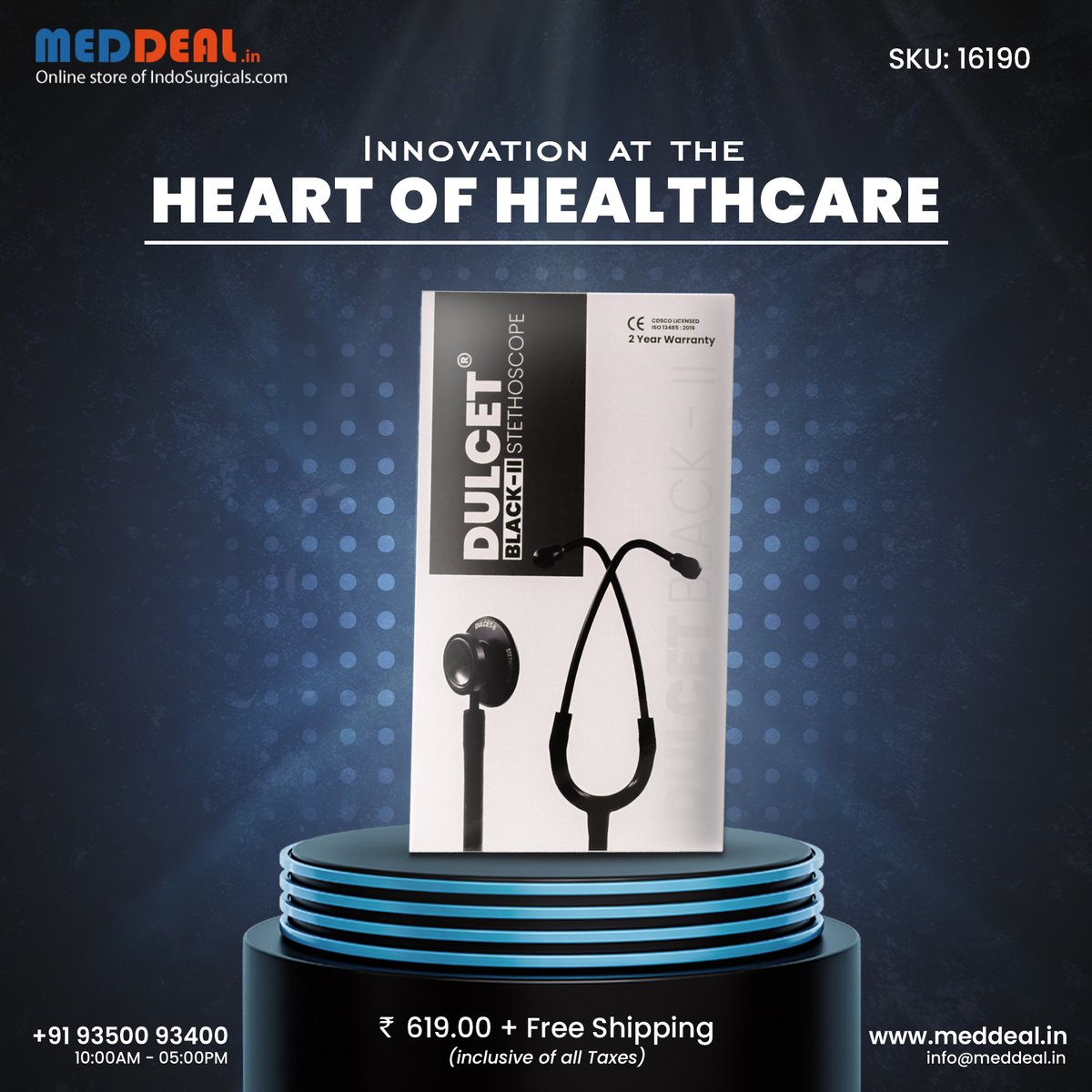 meddeal's tweet photo. ✨ IndoSurgicals Dulcet® Black-II Stethoscope ✨

Superior acoustics, lightweight &amp; comfy fit—perfect for precise diagnosis! 🩺

Available now at ₹619.00 🩺💙

🔗 Shop Now: https://t.co/YAxAM4tg3F

#IndoSurgicals #DulcetBlackII #Stethoscope #MedicalGear #Healthcare #MedDeal https://t.co/zxH35PZxRb