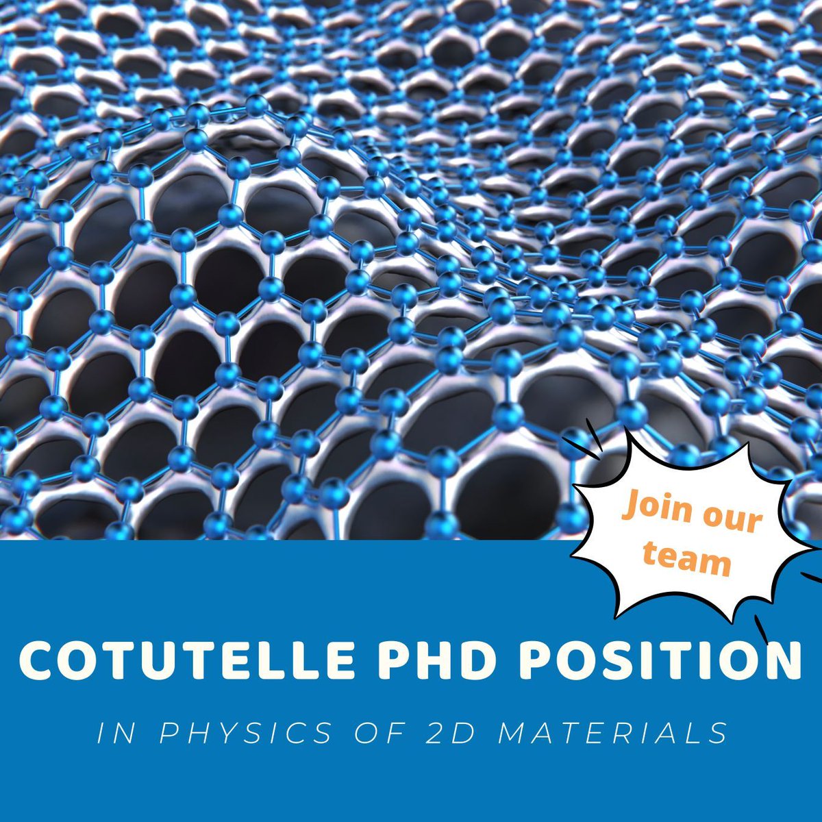 JHINST_Prague's tweet image. 🔷 We offer a Cotutelle PhD position in physics of 2D materials
👉buff.ly/40FCKeV
Type of contract: Temporary (1 - 4 years)
Job status: Full time
Application deadline: 1. 3. 2025
Starting date: 1. 6. 2025
#postdoc #job #phd