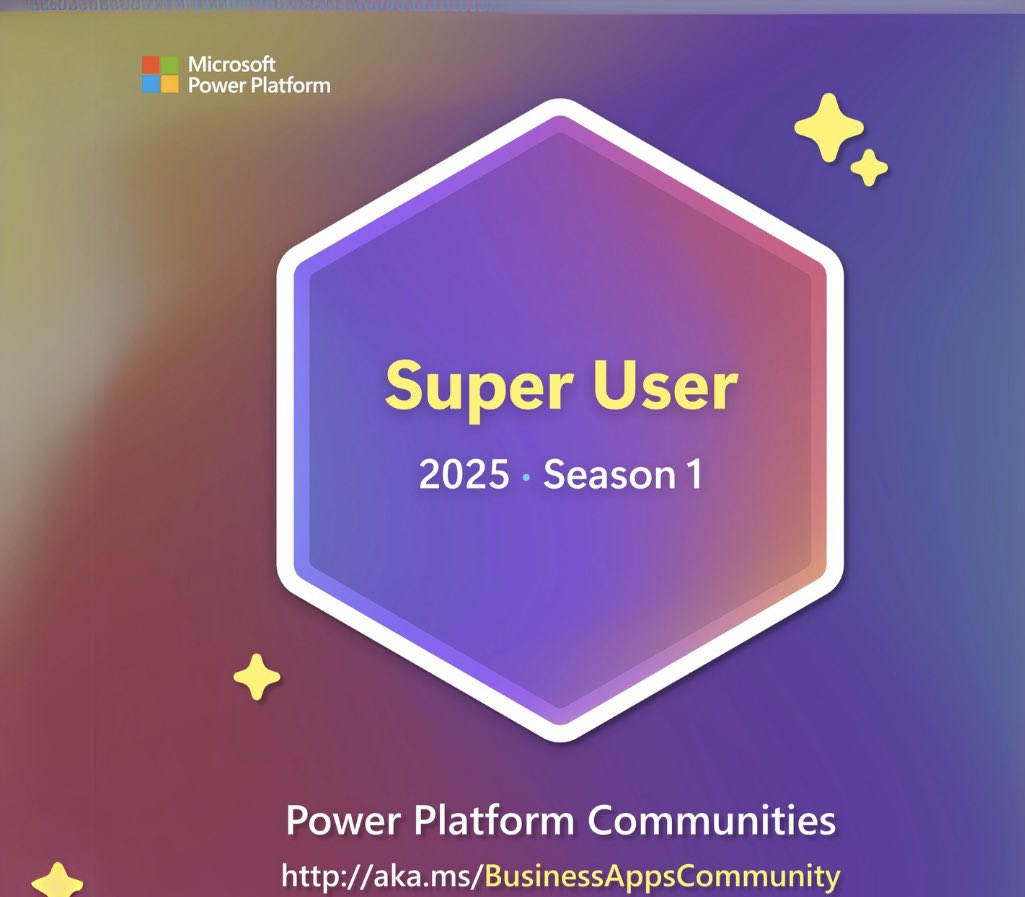 ROburotha's tweet photo. 💫Exciting News 💫

I’m honored to be joining the Power Platform and Dynamics 365 Communities Super User program as a Super User for Season 1, 2025. 

#PowerPlatform #Dynamics365
#SuperUser #SuperUserBuzz #CommunityEngagement
#TechInnovator #KnowledgeSharing
#MicrosoftCommunity https://t.co/MsRoDPpwDp