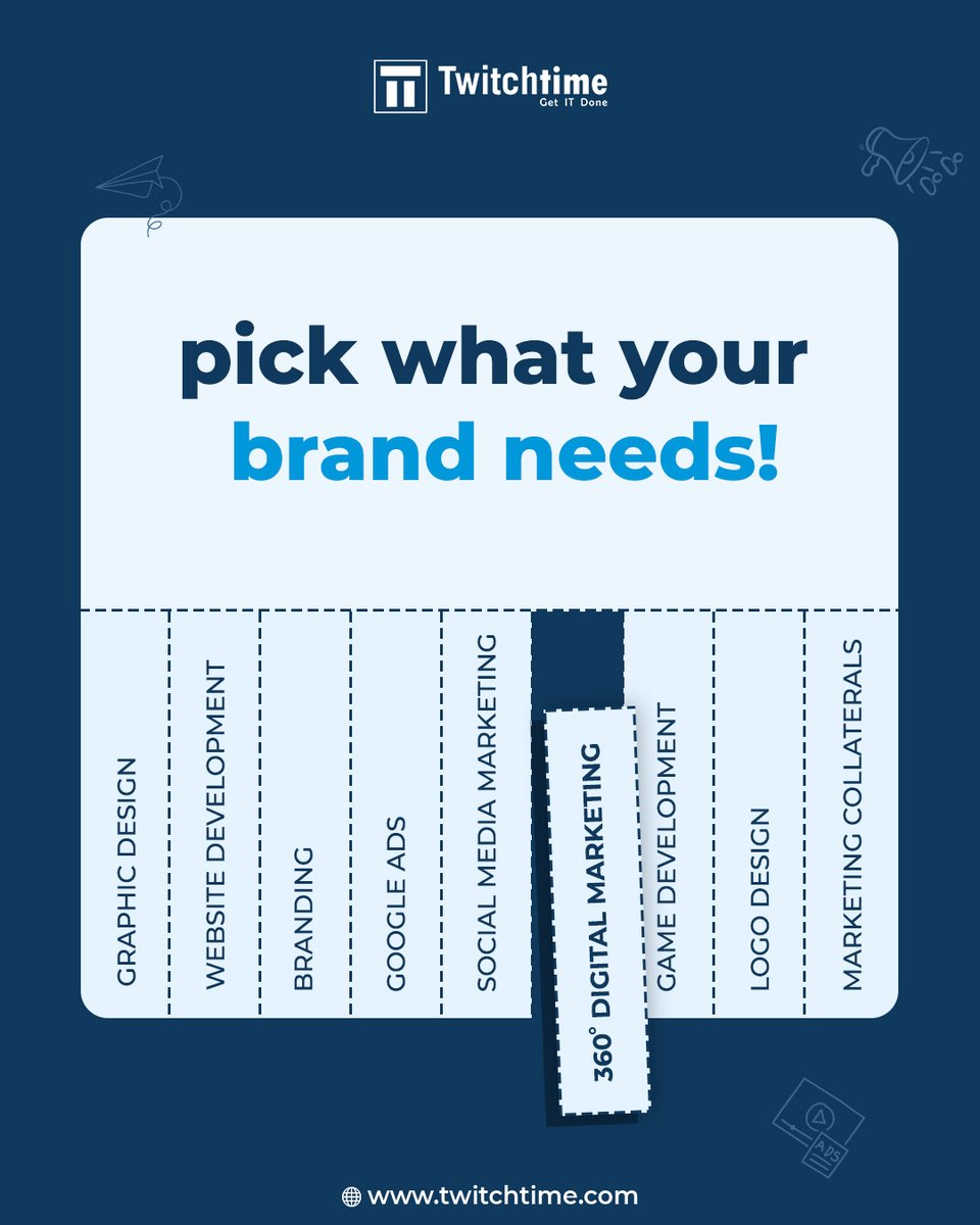 twitchtime's tweet photo. Ready to take your brand to the next level? 🚀
From branding to 360° digital marketing, we've got it all covered. Pick what your brand needs and let’s make it happen!

Connect with us today to get started!

#BeSmartGoDigital #Twitchtime #GetItDone https://t.co/IKfx03QQTp