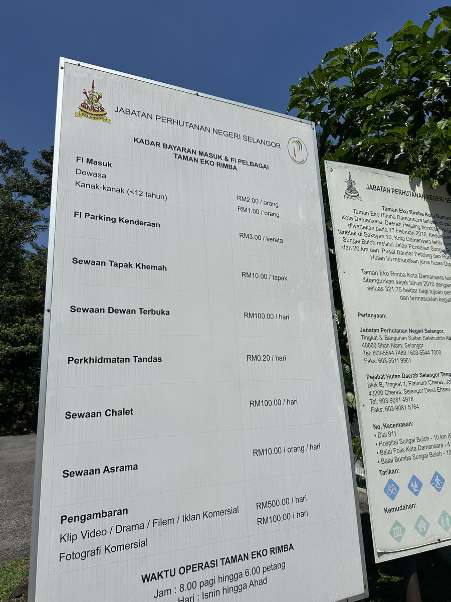 pelaridenai's tweet photo. [BERITA] Taman Eko Rimba Kota Damansara sudah buka untuk awam sejak awal Februari. Waktu operasi &amp; bayaran seperti tertera #kdcf #tamanekorimba https://t.co/3BugWUQiCY
