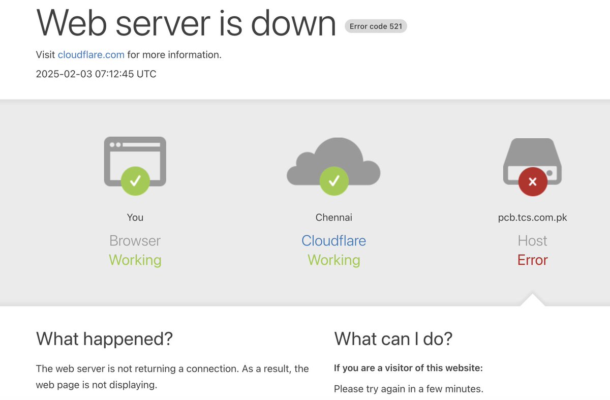 SharmaJiKaBot's tweet photo. 🚨 PCB Ticketing Site Crashes! 🚨

The PCB website has crashed following the announcement of India vs Pakistan ticket sales for Champions Trophy 2025 🎟️🔥

Stay tuned for updates. 🔄

#ChampionsTrophy2025 #INDvPAK #Cricket #TicketRush https://t.co/OKhchXpTFb