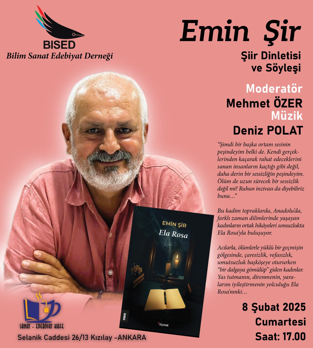 8 şubatta Ankara'dayız.

Şiirlere, şarkılara, Ela Rosa'ya bekleriz.