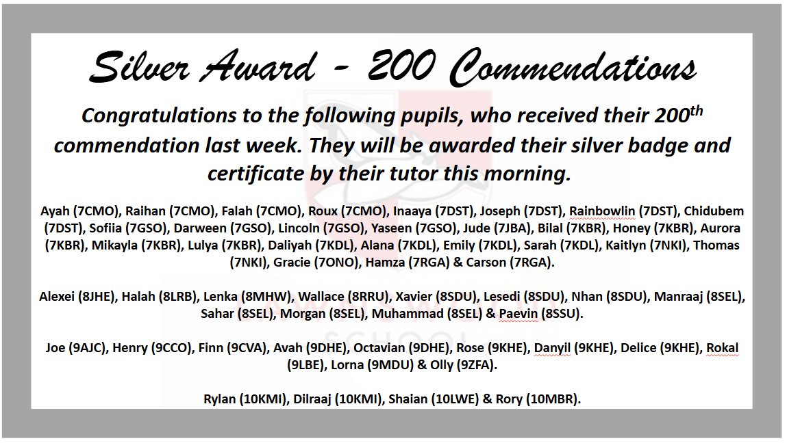 lawnswoodschool's tweet photo. 32 Bronze Awards, 54 Silver Awards, & 5 Gold Awards last week - well done, everyone ⭐👏🏽 #ReadyRespectSafe #WeAreLawnswood https://t.co/RECdslfQXY