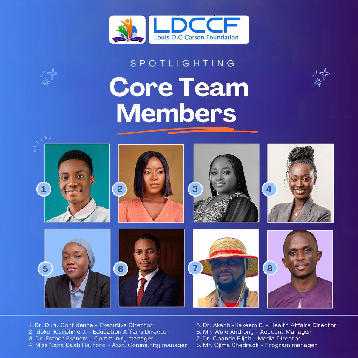 ldccfoundation's tweet photo. Meet LDCCF's core team! Behind every transformative project is a passionate team dedicated to making quality education & healthcare accessible across Africa, driving our mission forward. Today we are shining the spotlight on incredible minds & hearts. 💪 #LDCCF #LeadersOfChange https://t.co/tQ0DtqKEzS
