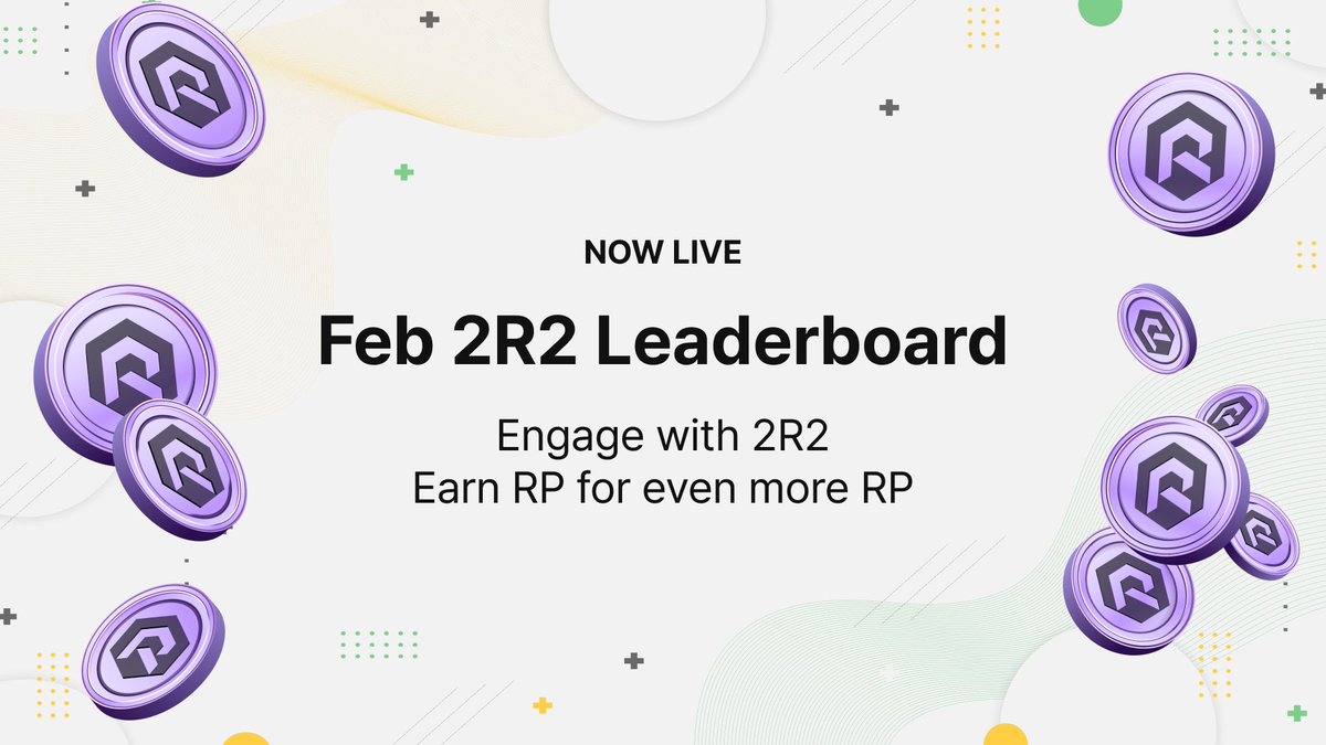 🏆 All rewards for January leaderboard has been distributed and it's time for the February #Leaderboard season!

Collect RP through activities on 2R2, climb the leaderboard, and grab your share of 1,000,000 RP prize pool!