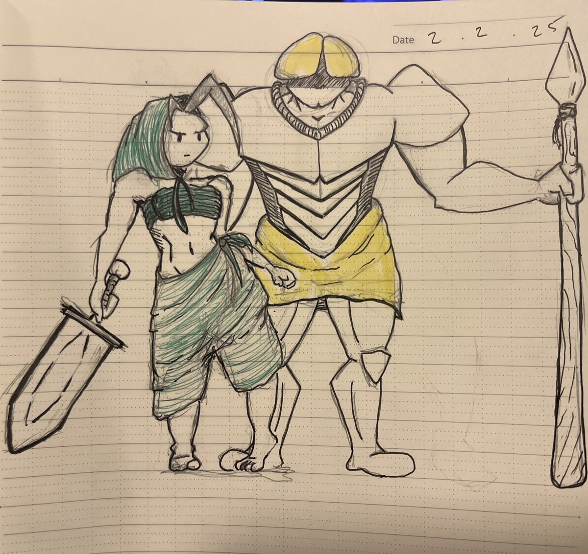 Kowhdee's tweet photo. A more rendered look at Olive and Lynard. Thanks @theposearchives for the reference. 

#dailysketch #comicart #barbarian #dndcomic #sketchbook #characterdesign #artprogress #fantasyart  #oc #originalcharacterart #artprogress https://t.co/IXsiAzu8In
