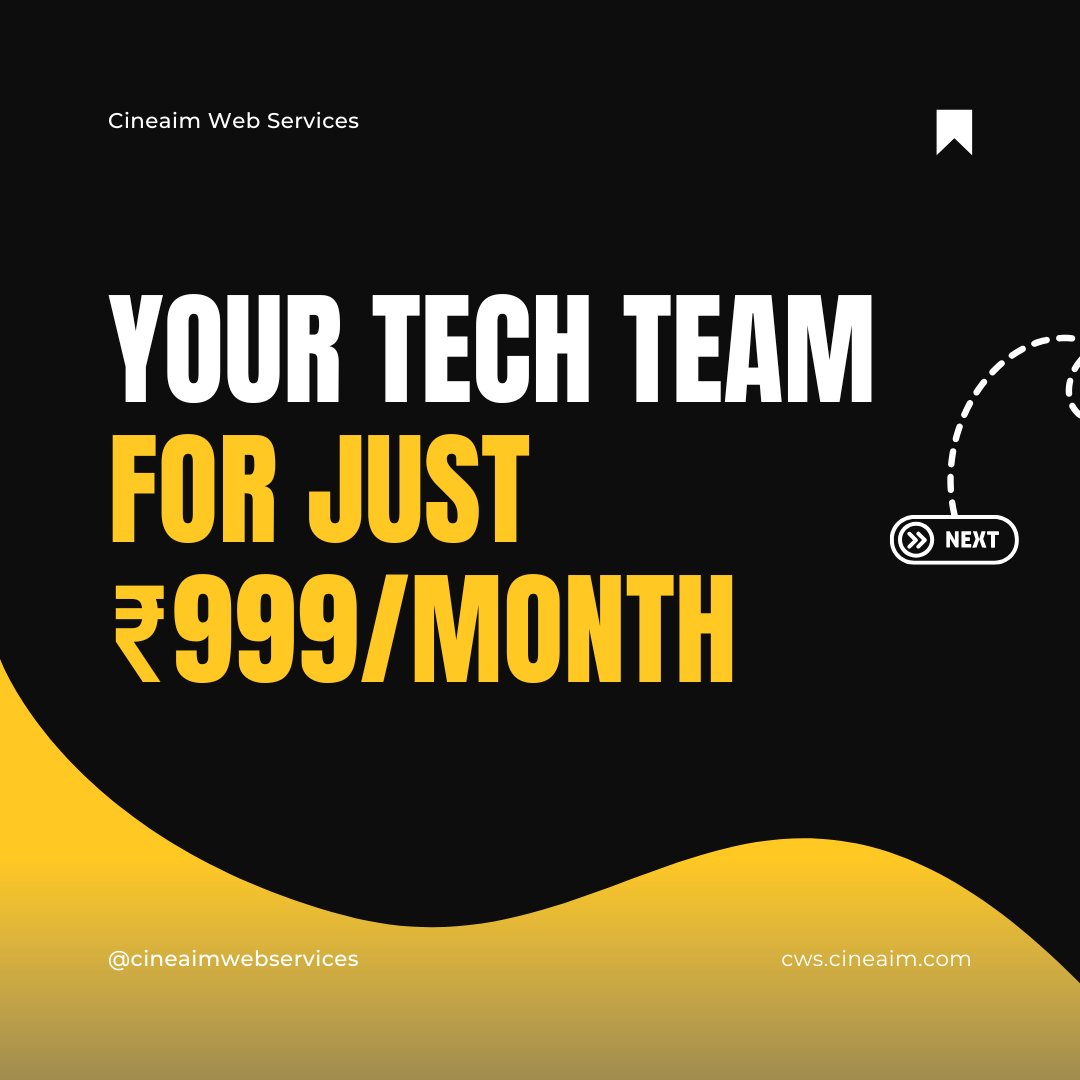CineaimWebWorks's tweet photo. 🚀 Your Tech Team for Just ₹999/month + GST!

#AffordableWebDesign #CineaimWebServices #DigitalGrowth #Startup #WebSiteService #Bangalore #SmallBusinessSupport #TechSolutions #OnlinePresence #WebDesign #StartupGrowth #TechTeam #Change #OnlineBusiness #NoDesignCharges https://t.co/kEWtqKG5gQ