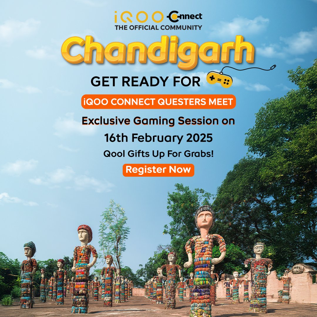 IqooInd's tweet photo. We’re coming to Chandigarh super soon for another epic Questers Meet! 🎮🔥

Get ready for an action-packed day with intense BGMI gaming, excitement, and a chance to show off your skills! Limited seats, so register now on iQOO Connect and be part of the adventure!

Register now : https://t.co/DGHmkA3k29

#QuestersMeetChandigarh #iQOOConnect