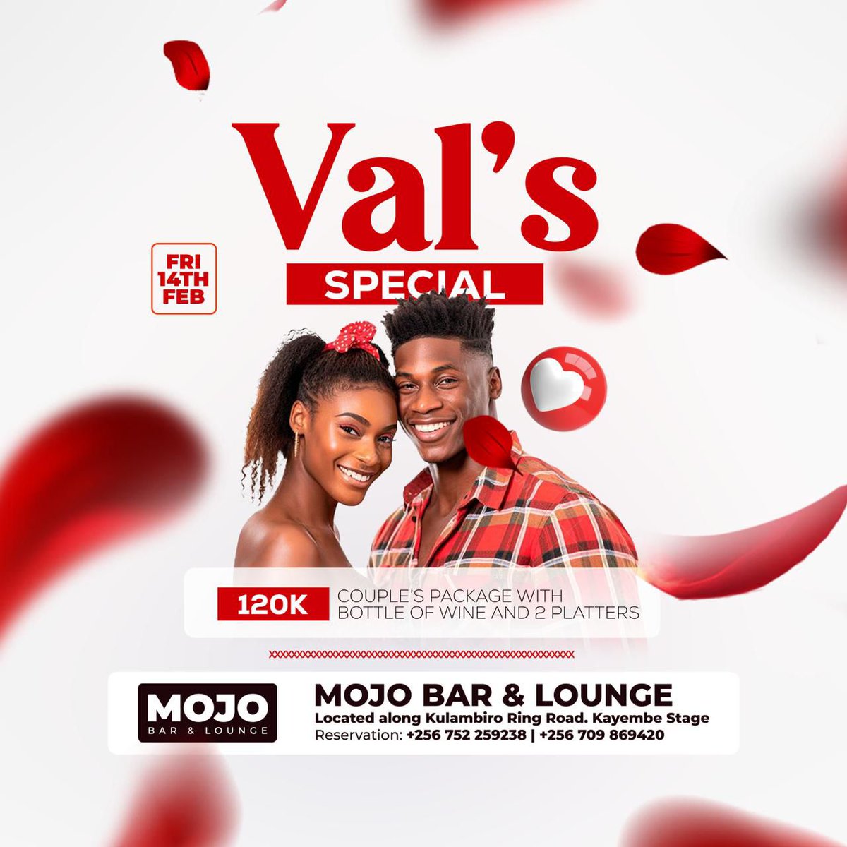 discandiceug's tweet photo. Whether it's love, friendship, or family, Valentine's Day is all about celebrating those who make our hearts full.
Come we celebrate love on 14th Feb at @mojolounge256.
With a package of 120K for the couples comes with a bottle of wine and a platter for 2 people. 
#valentinesdays https://t.co/jWlBdoi3i1