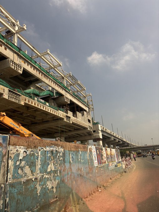 kanchiupdates's tweet photo. Poonamallee metro work under progress 

Would be the closest metro station for the people from #Kanchipuram 

Would be opened most probably by end of 2025. 

#Kanchipuramupdates https://t.co/ruwlSvUvZ6