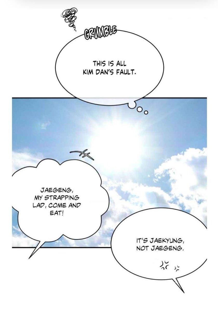 NoAlibiSte's tweet photo. I genuinely didn't see this coming and I won't lie I laughed way too much at this whole dynamic 😂 

Jaekyung moving cucumbers and potates dressed like an old fashioned farmer made my day, maybe my whole week already 😂😂😂

"This is all Kim Dan's Fault!" 🤣🤣🤣 
#Jinxmanhwa https://t.co/hMxNmiwvOP