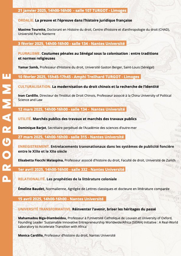 #AteliersDeDroitColonial #AnthropologieDEScontinuités

#aujourdhui, avec #YamarSAMB,
#PLURALISME "Coutumes pénales au Sénégal sous la colonisation : entre traditions et normes religieuses". 
À Nantes #salle134, 14h00-16h00
#EnLigne 👉 bbb.unilim.fr/b/est-yqe-frc-…