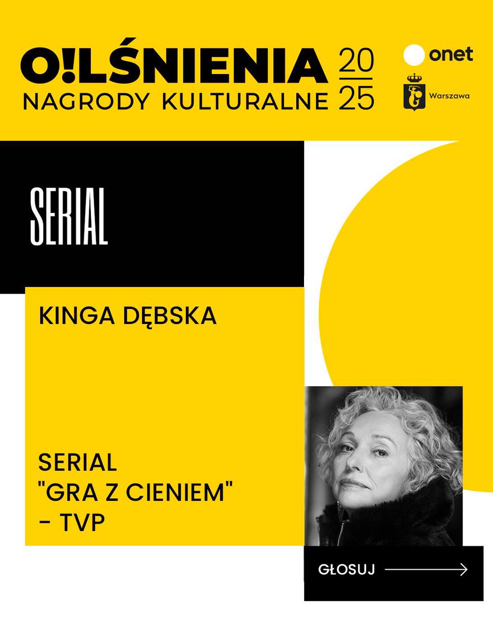 Do nagrody O!Lśnienia 2025 w kategorii Serial nominowana jest #KingaDębska 🎬 za serial #GrazCieniem 👀

🗓 Głosowanie trwa do 24.02
🗳️ Głosuj raz dziennie na 👉 olsnienia.onet.pl
🎉 Wyniki poznamy w sobotę 1 marca o 20:00