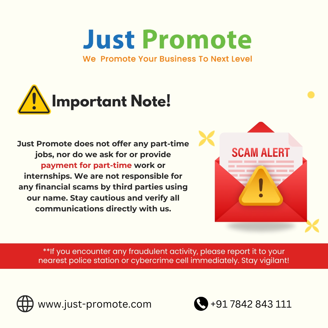 Justpromote2016's tweet photo. Hello,
Some third-party agencies are using our company branding such as Our company Logo and website, and asking to register for part-time jobs by paying users an initial payout to gain trust. Later they ask the candidates to pay some amount in return for complete registration. https://t.co/Xk7iWF6ZQq