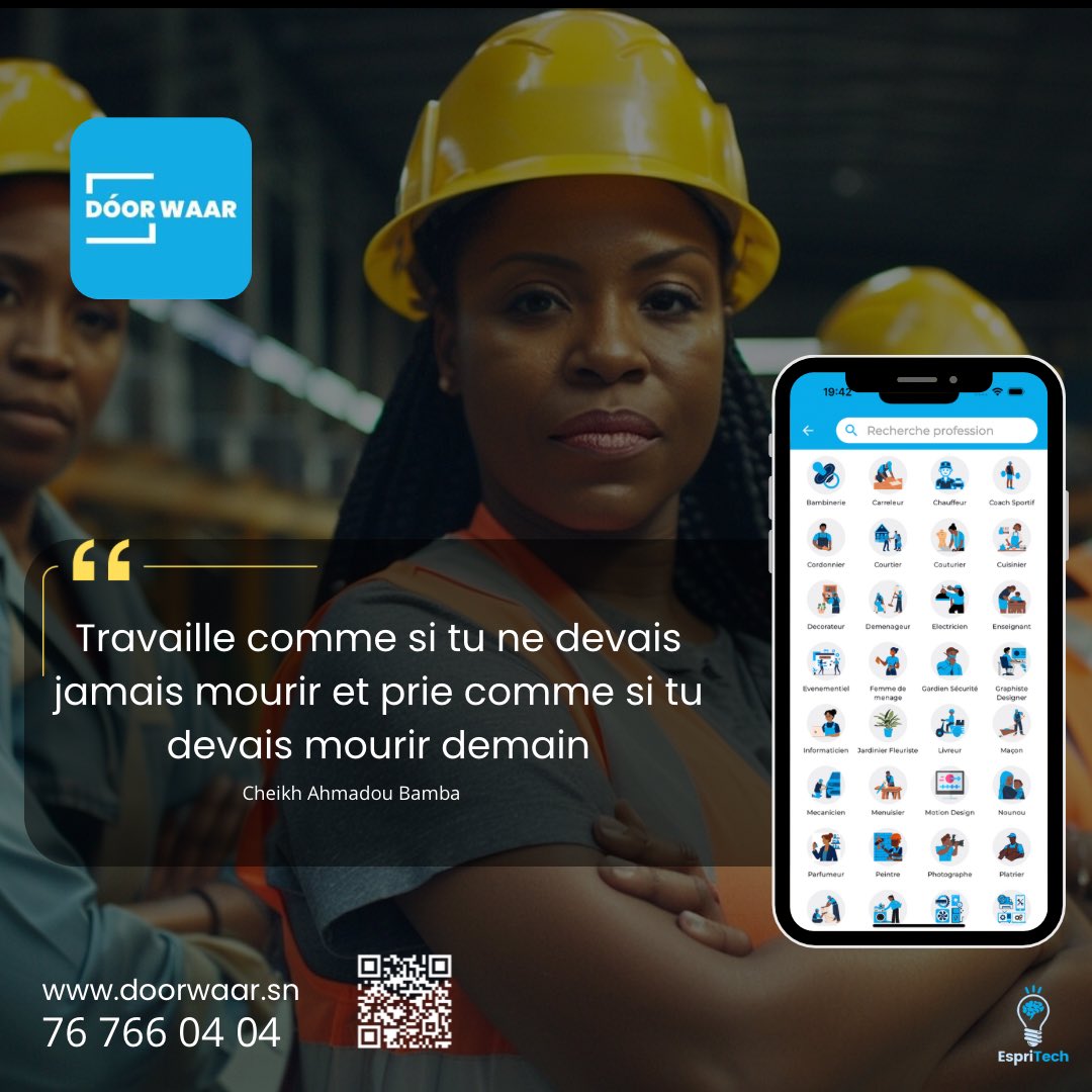 🔑 DÓOR waar, c’est croire en son potentiel et ne jamais lâcher, même face aux défis.

Télécharger maintenant !

Playstore : 
play.google.com/store/apps/det…

Appstore : 
apps.apple.com/sn/app/door-wa…

#MondayMotivation #DOORwaar #ForceEtFoi #Inspiration