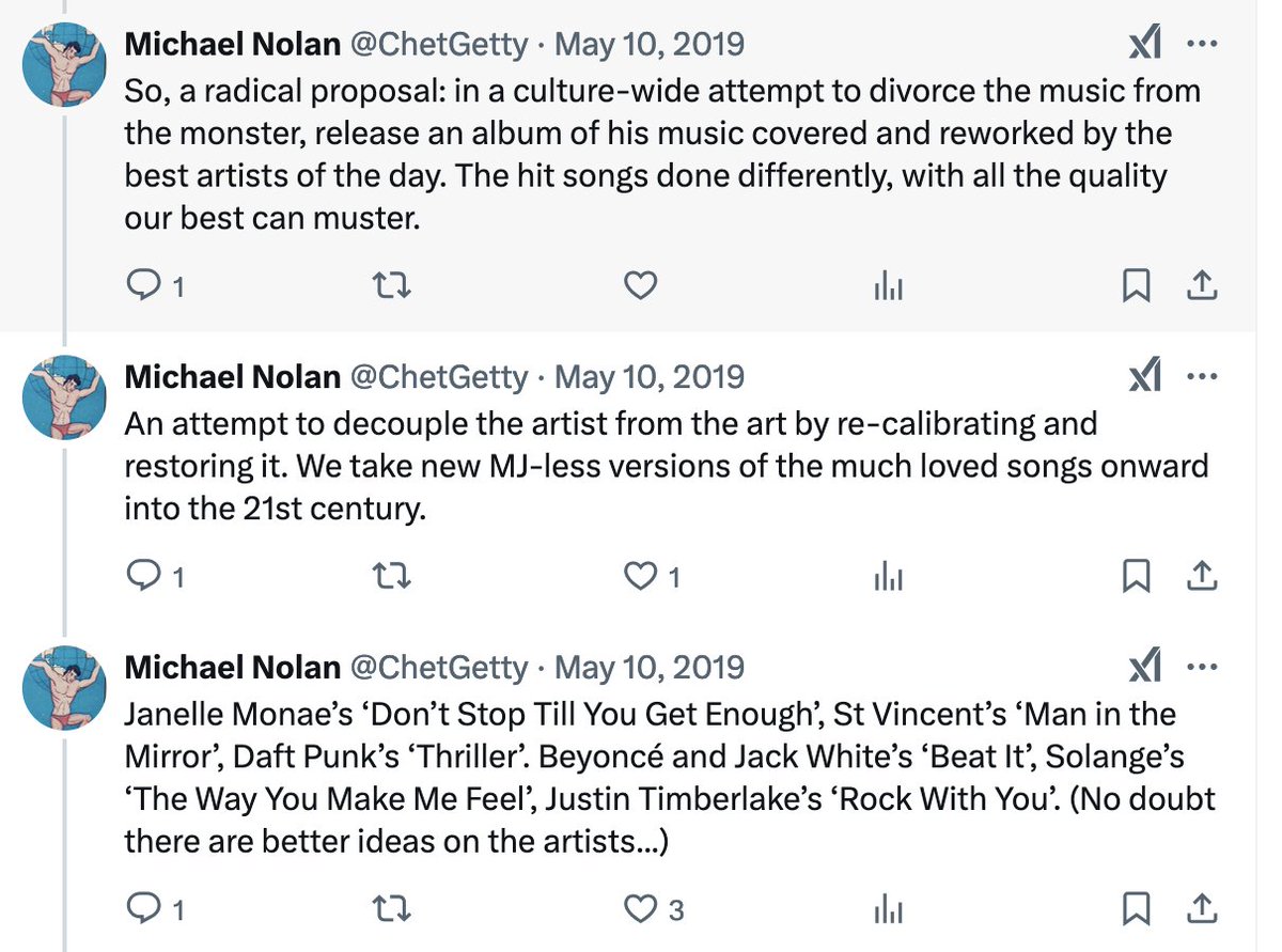 Welcome, #GRAMMYs, I see you (and Janelle Monae) caught up with my proposal for a Michael Jackson reset. #thecurvefollowsme