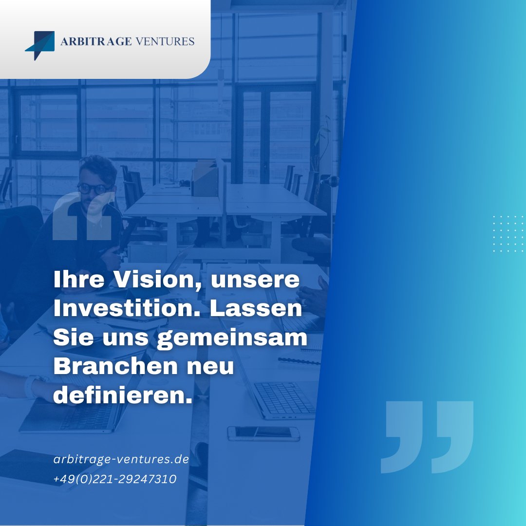arbinventures's tweet photo. 🌍 Gemeinsam Branchen verändern. 🌱🚀

Arbitrage Ventures unterstützt visionäre Unternehmer, Innovationen umzusetzen.

🌐 https://t.co/U2BjHN83QT
📞 +49(0)221-29247310

#BranchenVerändern #Innovation #ArbitrageVentures #ZukunftGestalten https://t.co/g0oOk7XO6L