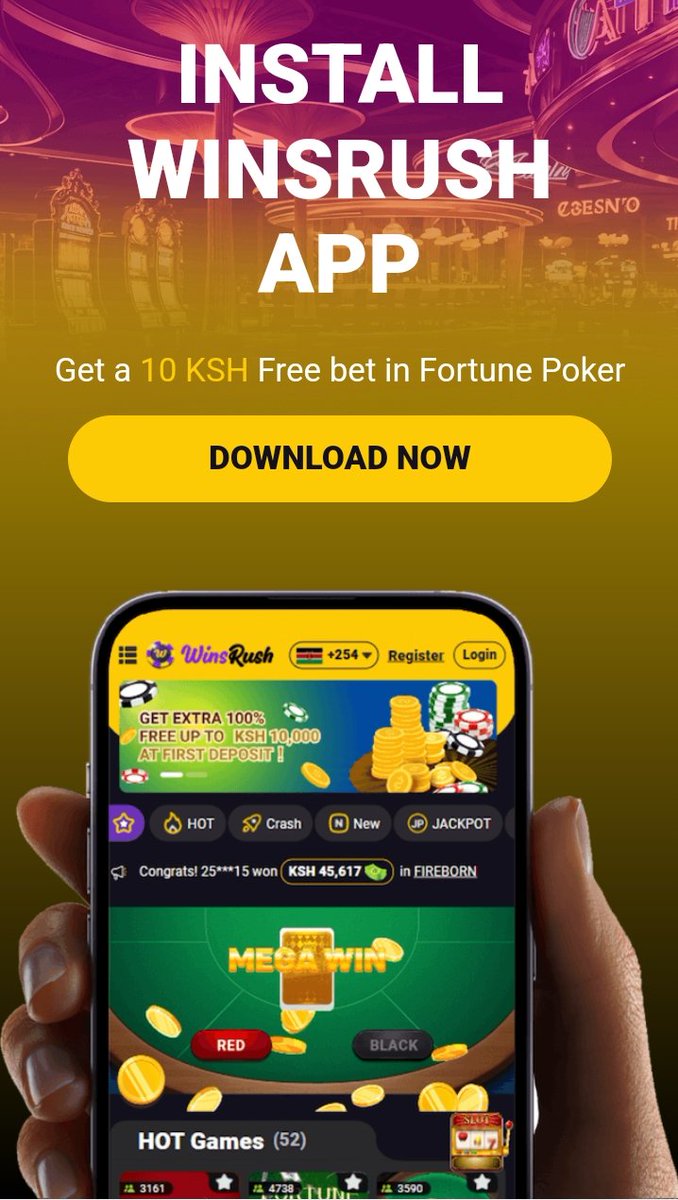 WinsrushK's tweet image. Do you have our app🤔
If not, download and install it now to win 10 Ksh free bet instantly on winsrush. 
Use the bonus to play Fortune poker to win more cash💰and gifts 🎁 
Play now on winsrush.ke/?ketw
#winningststartshere   #appbonus