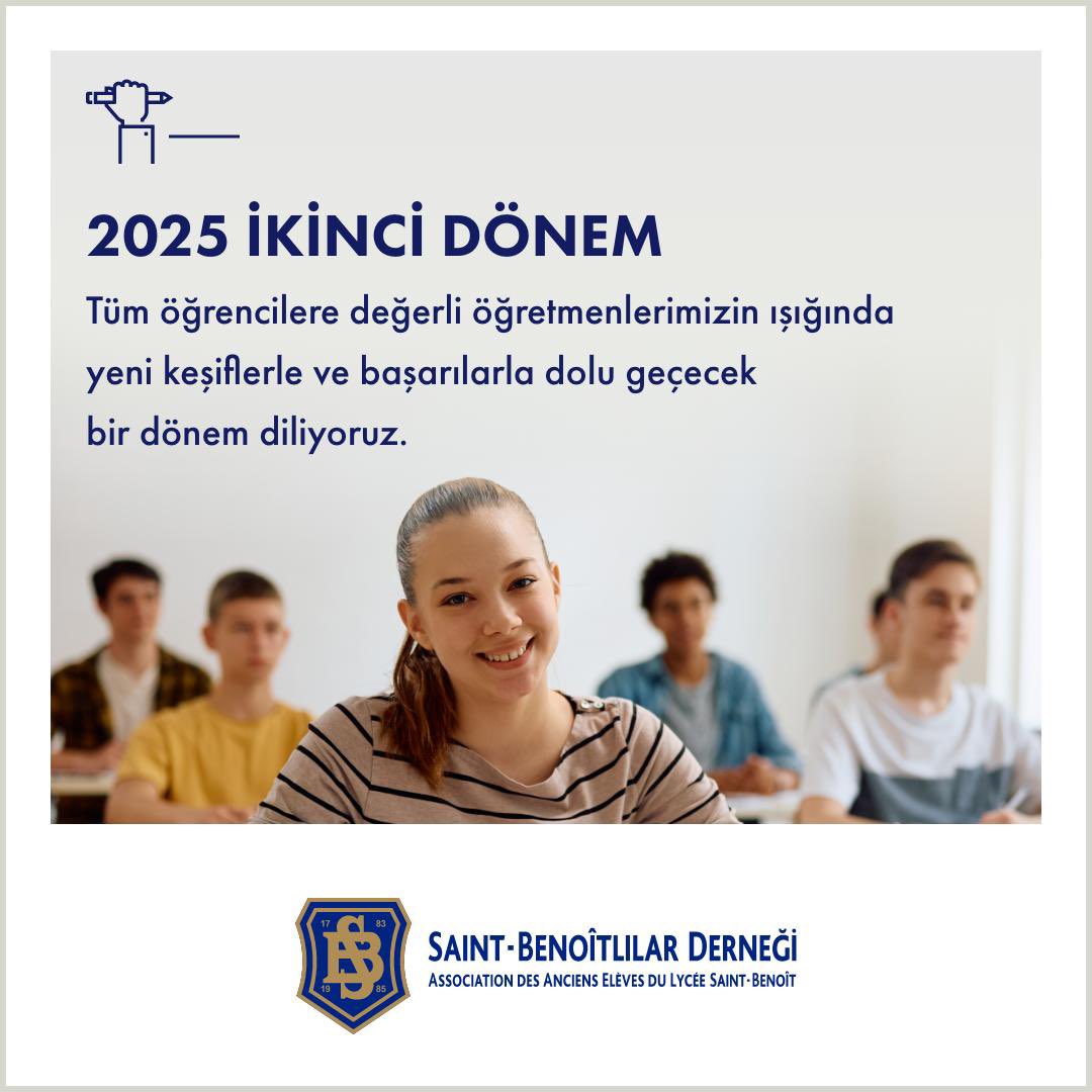 saintbenoitorg's tweet photo. 📚2025 İKİNCİ DÖNEM

Tüm öğrencilere
değerli öğretmenlerimizin ışığında
yeni keşiflerle ve başarılarla dolu 
geçecek bir dönem diliyoruz.

#saintbenoitlilardernegi #saintbenoit #lisesaintbenoit #saintbenoitlilar #saintbenoitmezunlari #dernek  #lycéesaintbenoit #association https://t.co/o6kCShHjcf