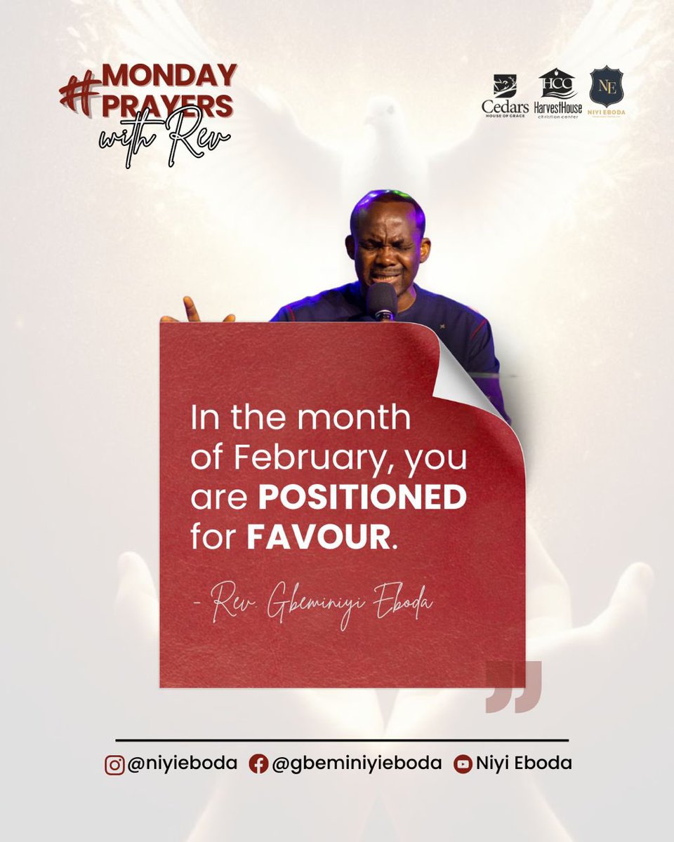 wearecedars_'s tweet photo. In the month of February, you are POSITIONED for FAVOUR.
Your JUBILEE has finally come!
#RevEboda
#MondayPrayerswithRev https://t.co/Tt9rp643f6