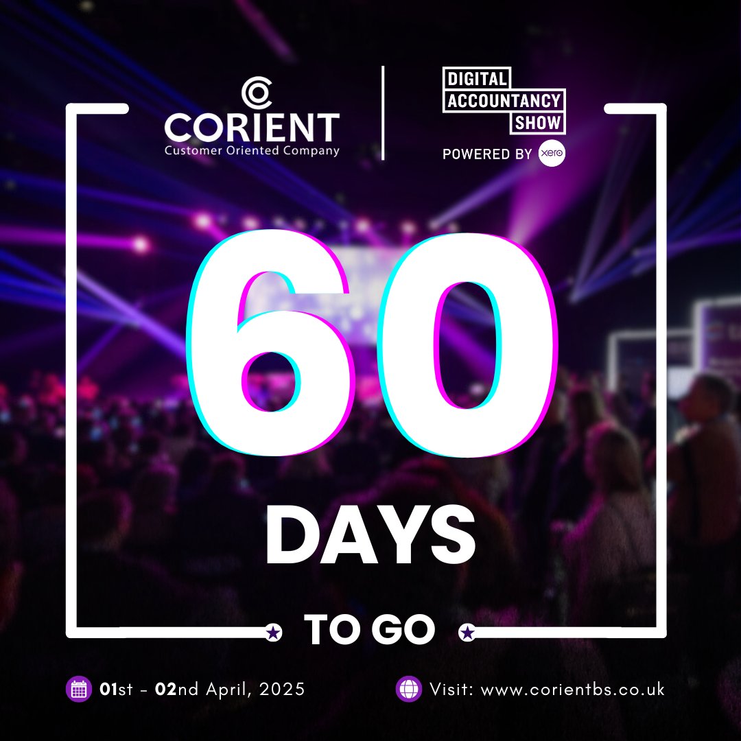 Corientbs's tweet photo. Countdown begins! 
Only 60 days left until the Digital Accountancy Show in the UK!

Join us to discover the latest innovations in the accounting industry! ✨

#digitalaccountancyshow #accountinginnovation #accountingsolutions #accountancyevent https://t.co/iWcuRnU2PU