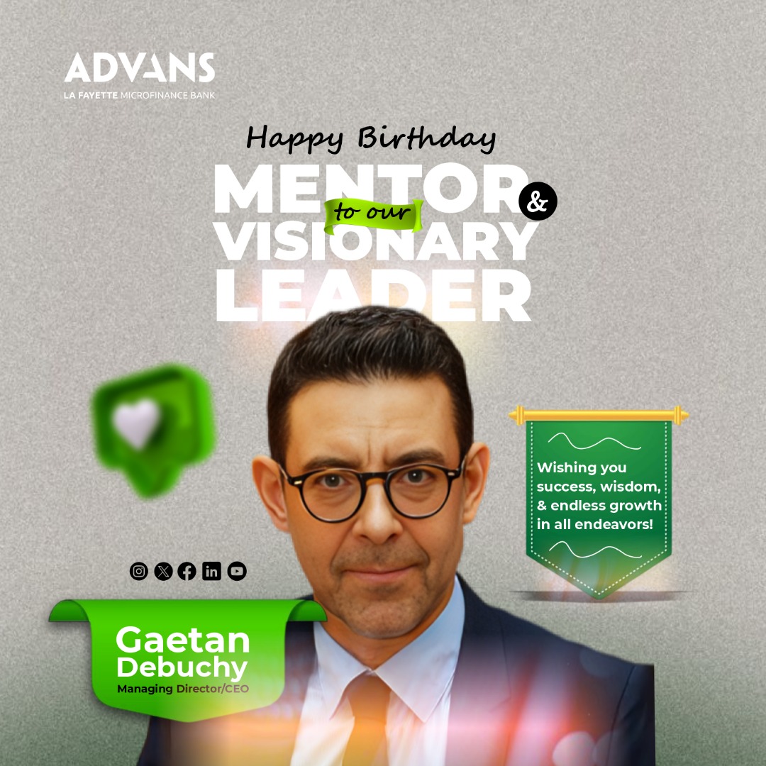AdvansNigeria's tweet photo. 🎉 Happy Birthday to our visionary MD/CEO at Advans Nigeria! Your leadership inspires us every day, and we are grateful for your guidance and dedication. Here’s to another year of success and innovation under your stewardship! Cheers to you! 🎂✨ #HappyBirthday #Leadership https://t.co/vNLoiwnYIR