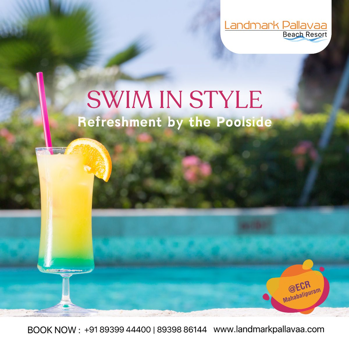 LandmarkPallava's tweet photo. Swim in Style!🏊‍♀️

What’s your perfect poolside moment—lounging with a chilled drink, taking a refreshing dip, or enjoying the sunset by the water? 🌅✨

At Landmark Pallavaa Beach Resort, we’ve redefined poolside relaxation for the ultimate refreshing experience. 🌟 https://t.co/4iLui8PpSL