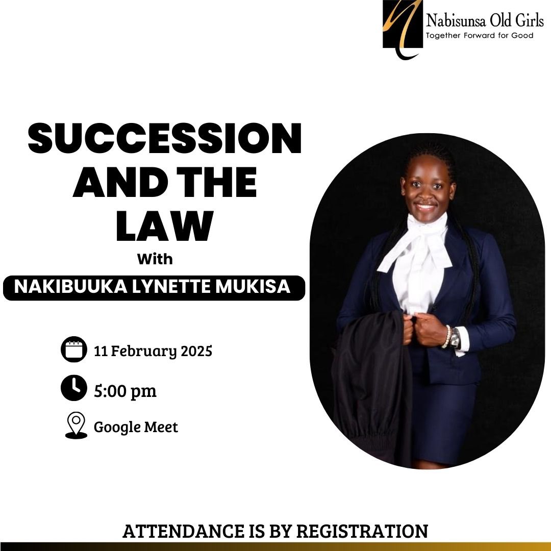 SunsasAlumni's tweet photo. Navigating succession law is essential, and we’re bringing you an insightful session with Nakibuuka Lynette Mukisa.
📅 Date: 11th February 2025
⏰ Time: 5:00 PM
📍 Google Meet
🔗 Register here https://t.co/SHOJRKGLpS
#OldGirlsOfNabisunsa #TogetherForwardForGood #LegalDays https://t.co/DVw6Tu4VWq